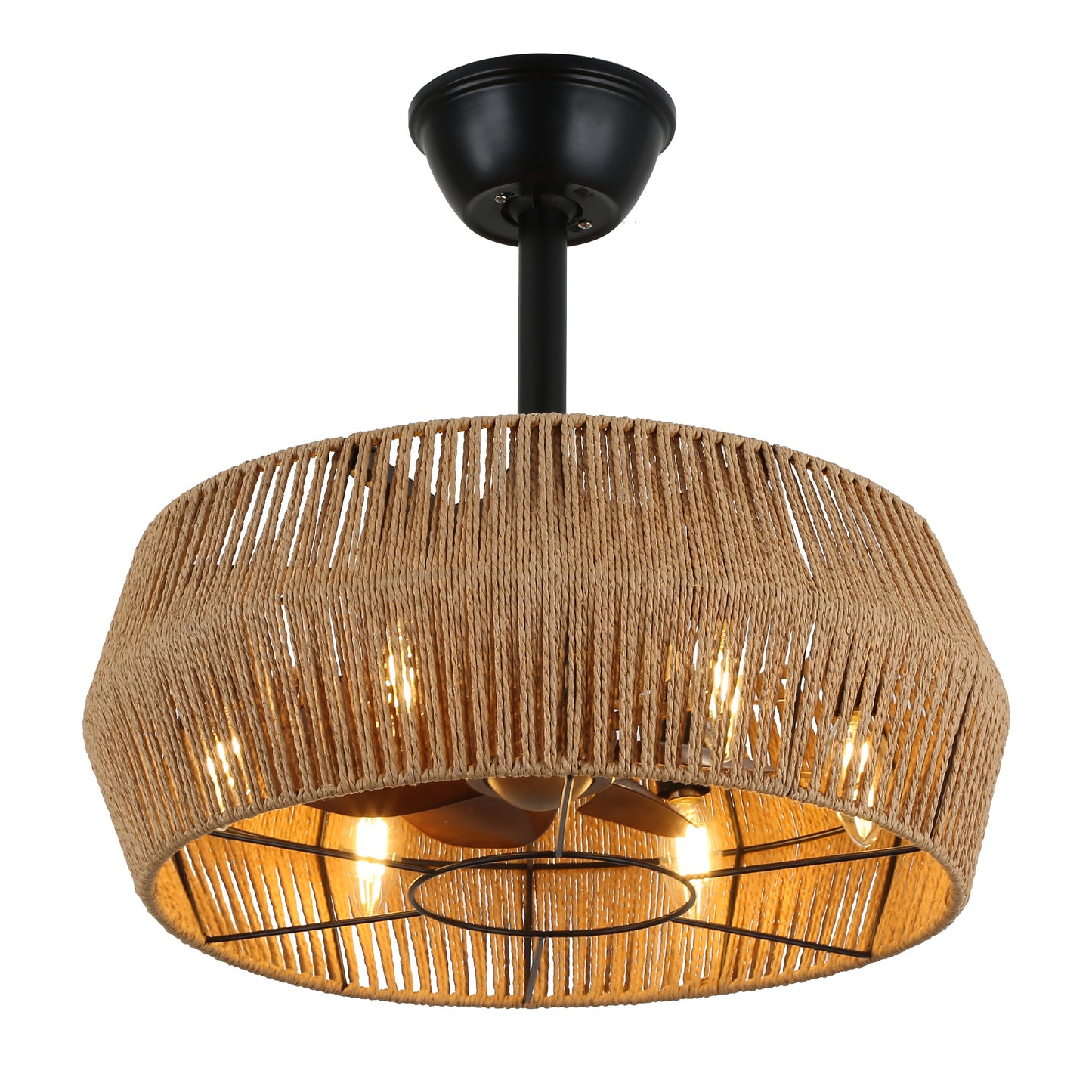 BD1801-BellaDepot 18" Rattan Series Cottage Caged Reversible Ceiling Fan with Lights Remote Control
