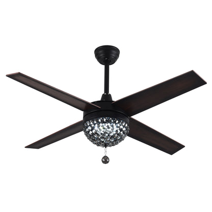 52 in. LED Crystal Reversible Ceiling Fan with Light and Remote