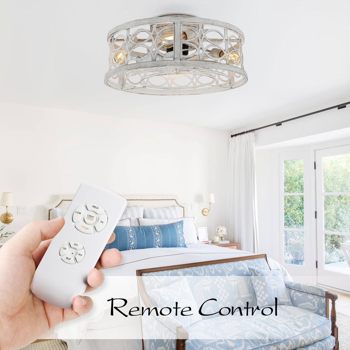 Amaranta 19'' Dimmable Caged Ceiling Fan with Light Kit and Remote