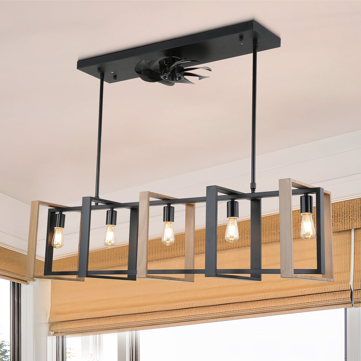 CT1002-BellaDepot 47.2" Industrial Reversible Kitchen Island Ceiling Fan with Remote and Lights