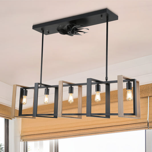Modern 47 in. Hanging Island Pendant Light with Ceiling Fan with LED Light