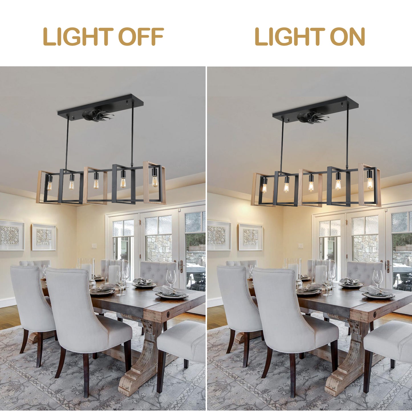 CT1002-BellaDepot 47.2" Industrial Reversible Kitchen Island Ceiling Fan with Remote and Lights