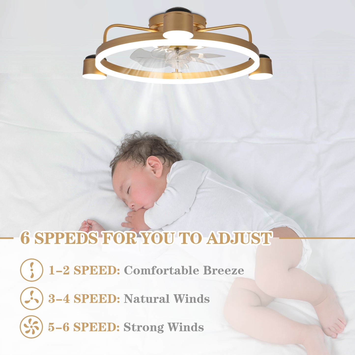 28 in. Starry Night Light Dimmable Ceiling Fan with Light and Remote, Reversible Blades