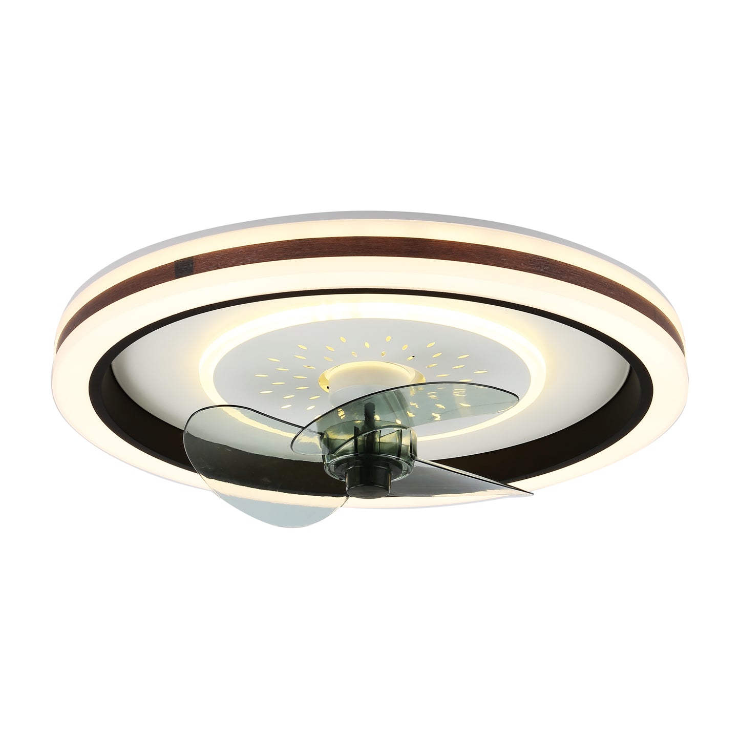 19 in. Black Ceiling Fan with LED Light and Remote Low Profile Ceiling Lighting