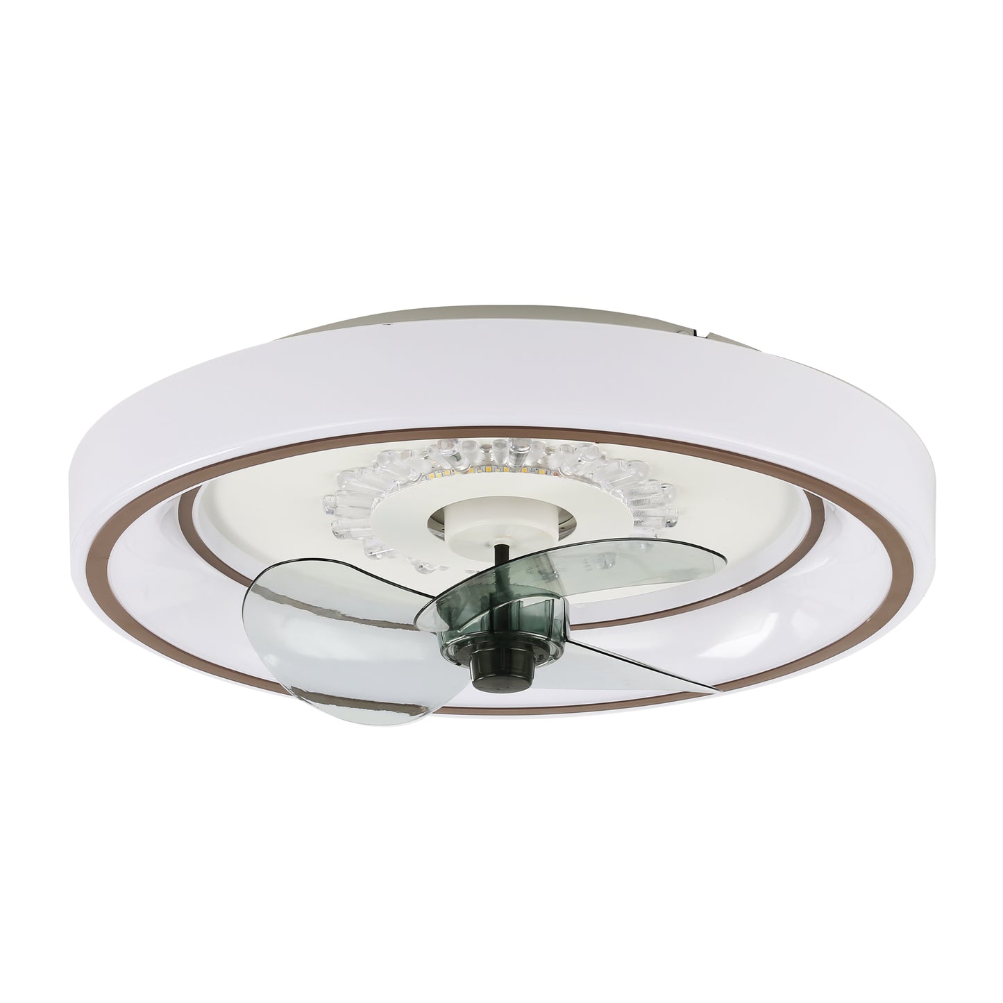 19 in. Indoor Smart App Control White Ceiling Fan with Integrated LED Light Flush Mount Dimmer Ceiling Lighting