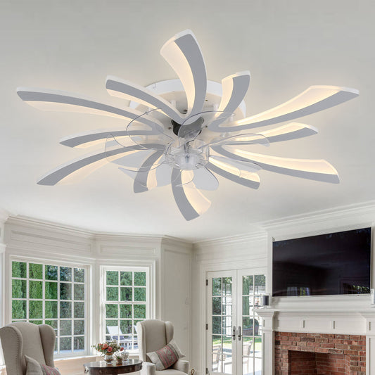 30 in. White Low Profile Standard Ceiling Fan with Bright White Integrated LED