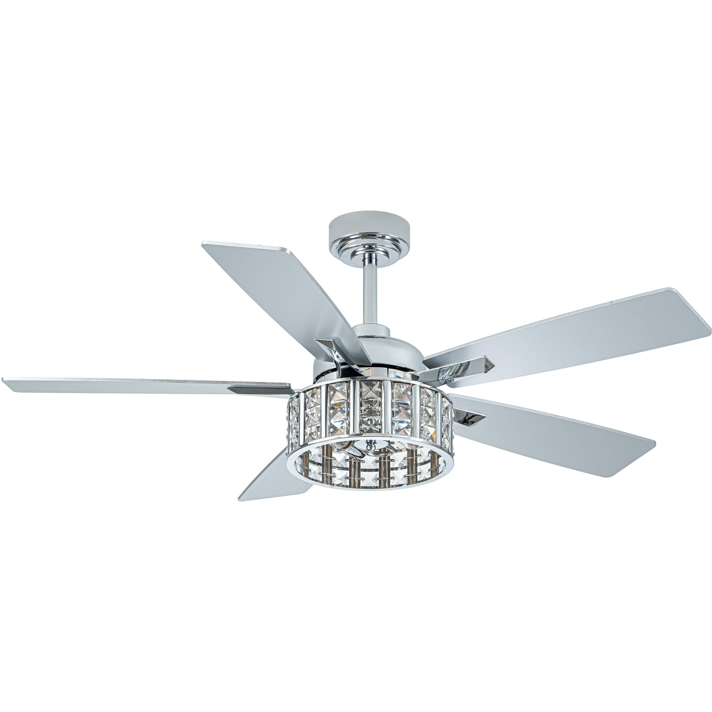 BellaDepot 52" Luxury Crystal Caged Chrome Ceiling Fan with Remote Control, 6 Speeds Ceiling Fan with Lights for Living Room- DC5229-MD