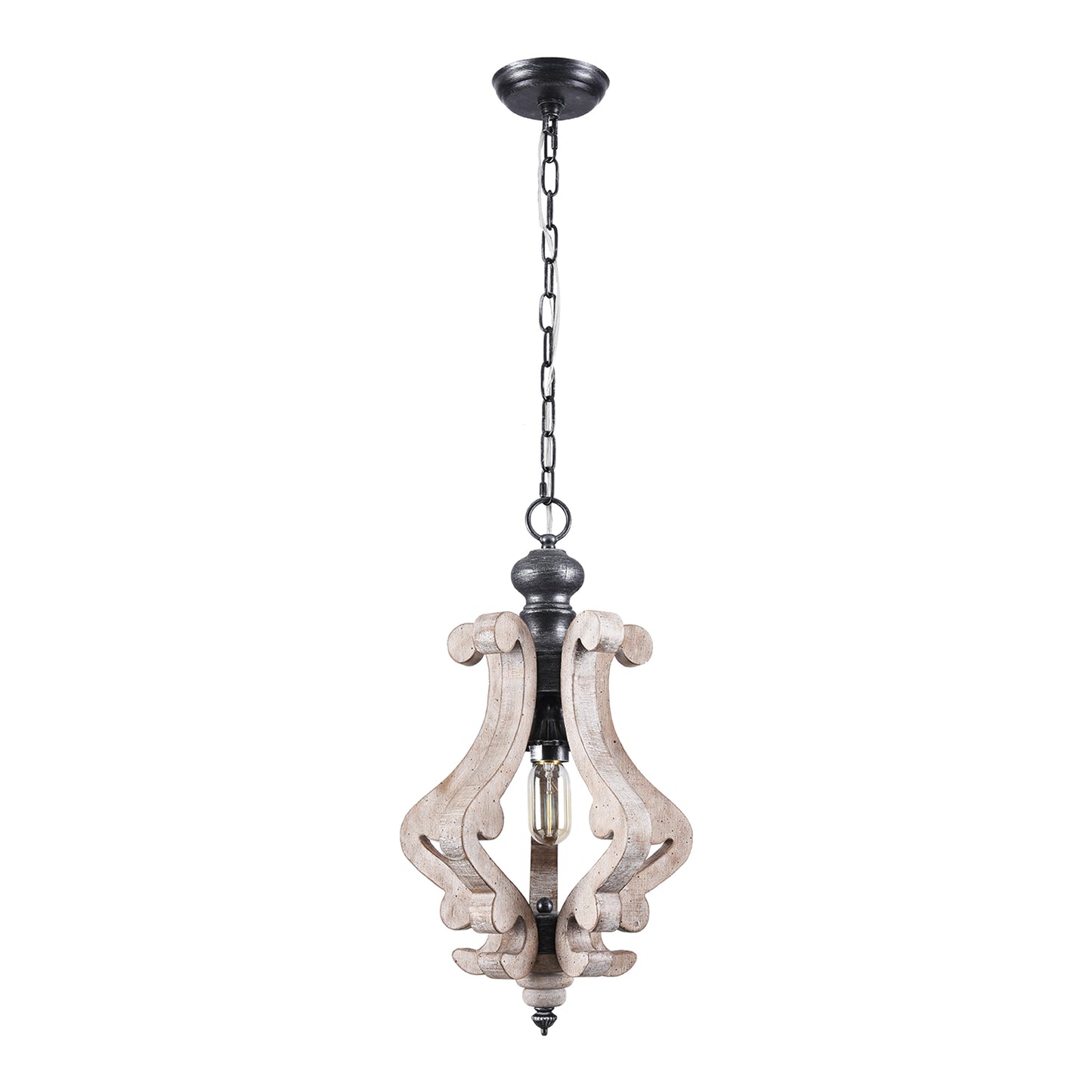 1-Light Wooden Retro European Style Chandelier