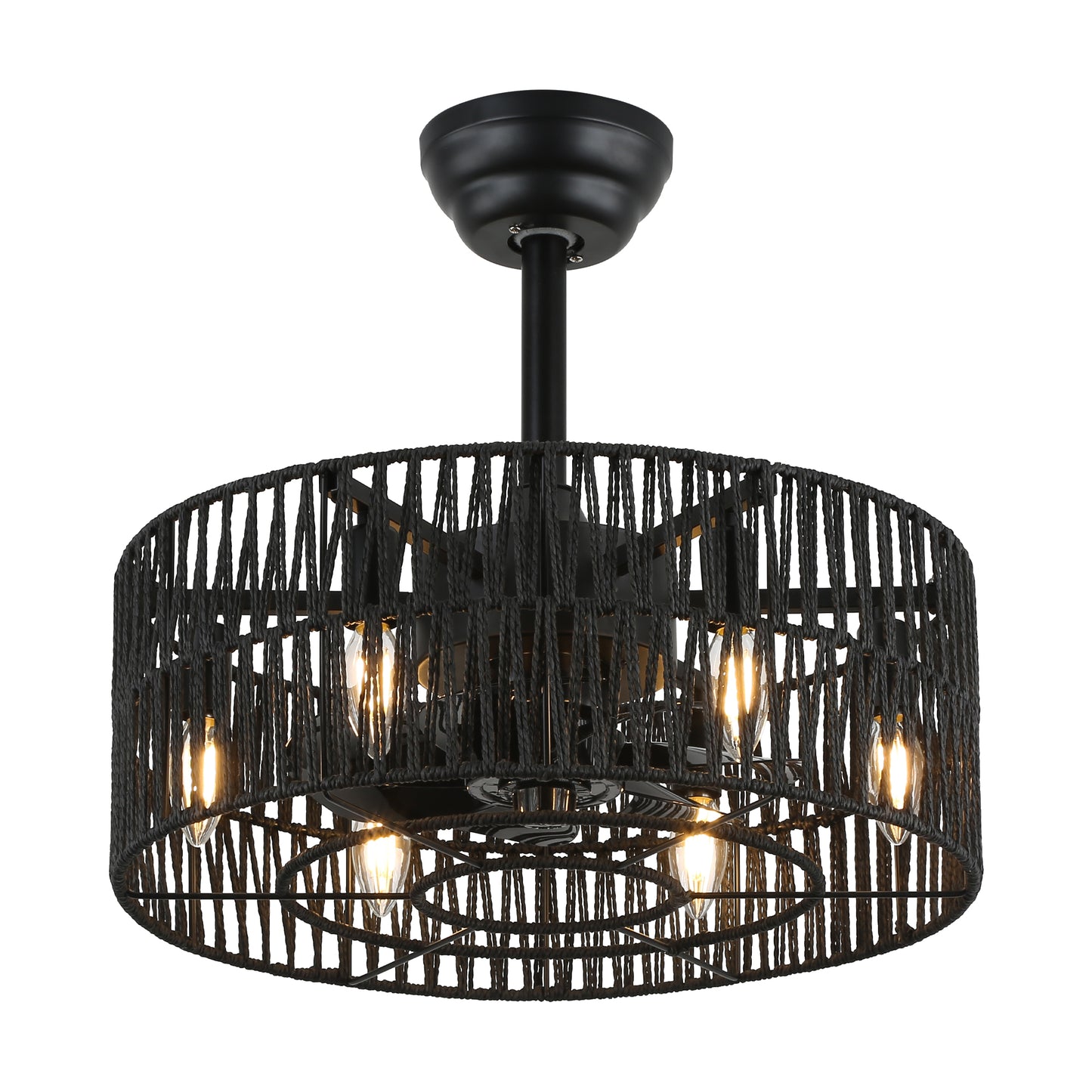 BD1802-BellaDepot 18" Rattan Series Cottage Caged Reversible Ceiling Fan with Lights Remote Control