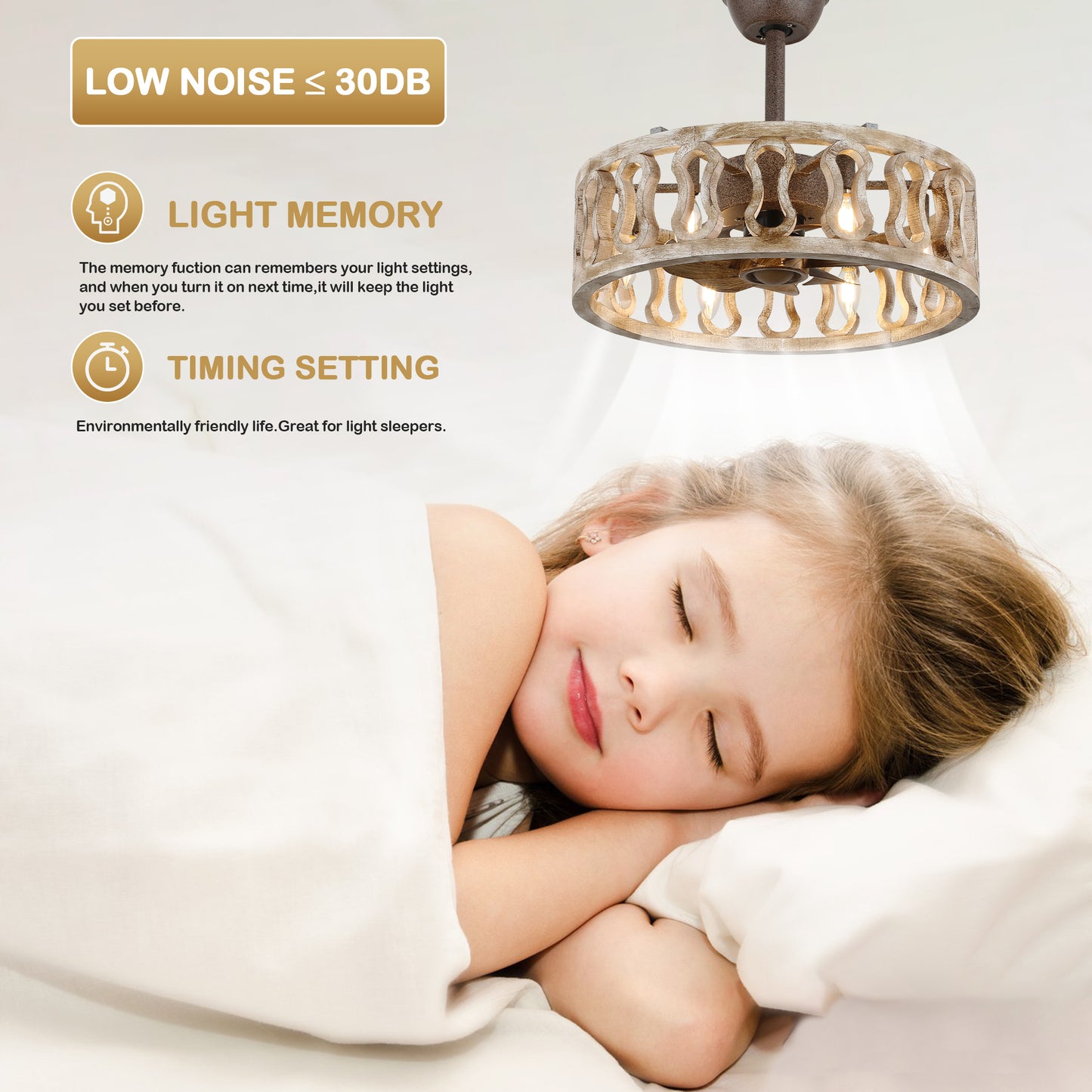 BD1808-BellaDepot 18" Distressed Caged Reversible Ceiling Fan with Remote and 6 Lights, Ceiling Fan for All Seasons