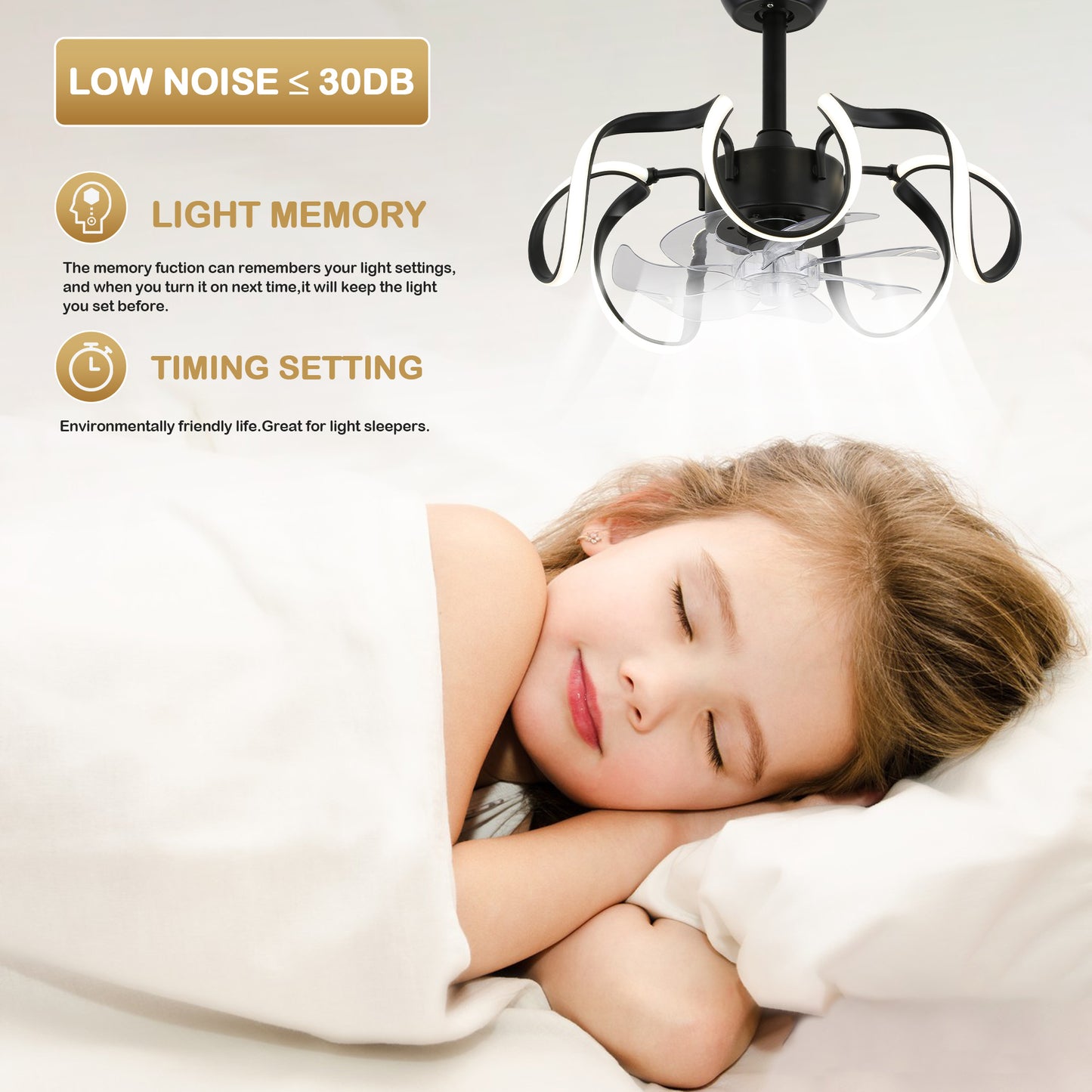 DC1902-BellaDepot 18.9" Urban Modern Bladeless Reversible Ceiling Fan with Remote and LED Light Kit Included, 6 Speeds Ceiling Fan