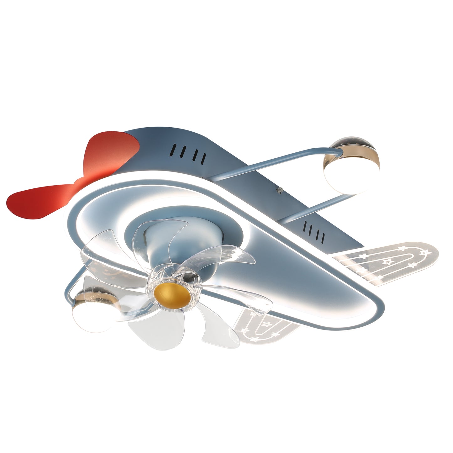 DC2023-BellaDepot 25.6" Childish Plane Shape Low Profile Reversible Ceiling Fan with LED Light Kit Included and Remote, 6 Speed Ceiling Fan