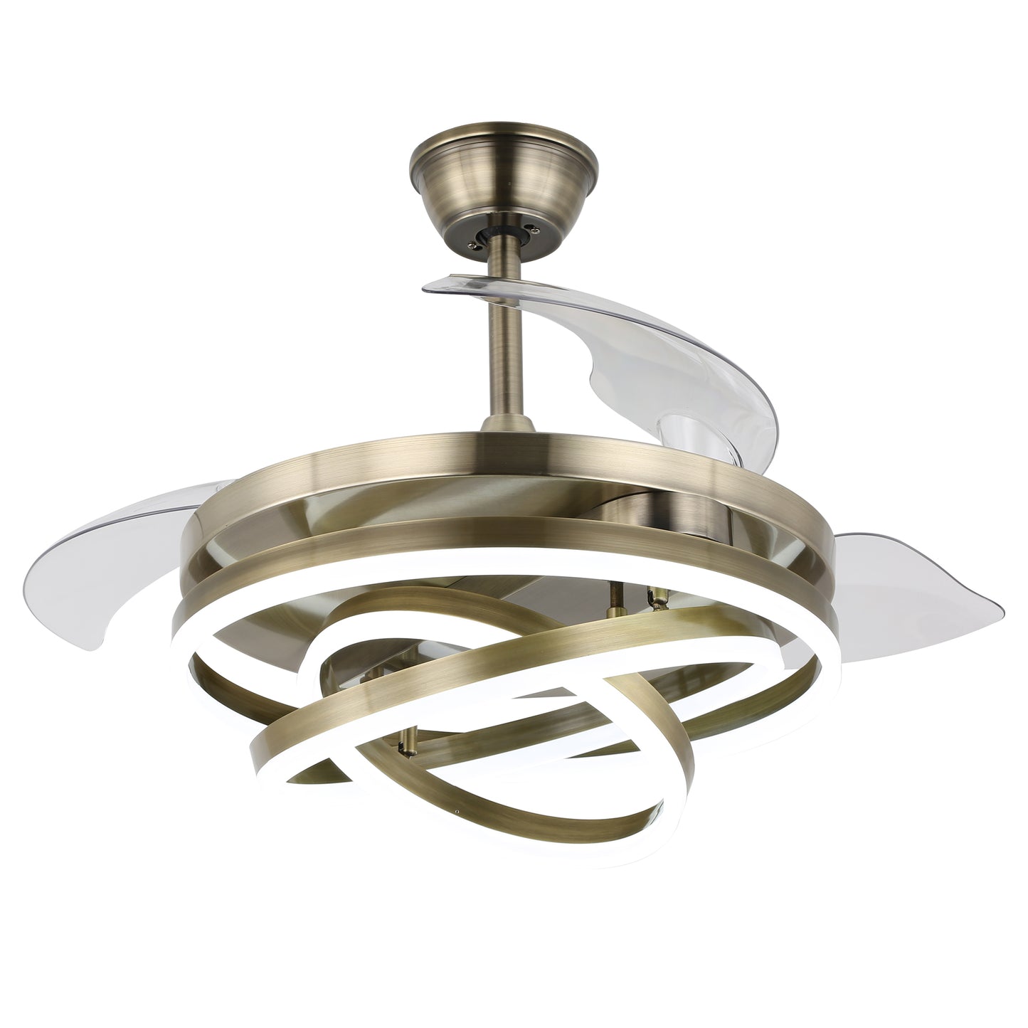 42" Indoor Modern Retractable LED Ceiling Fan with Remote Control and Dimmable Light