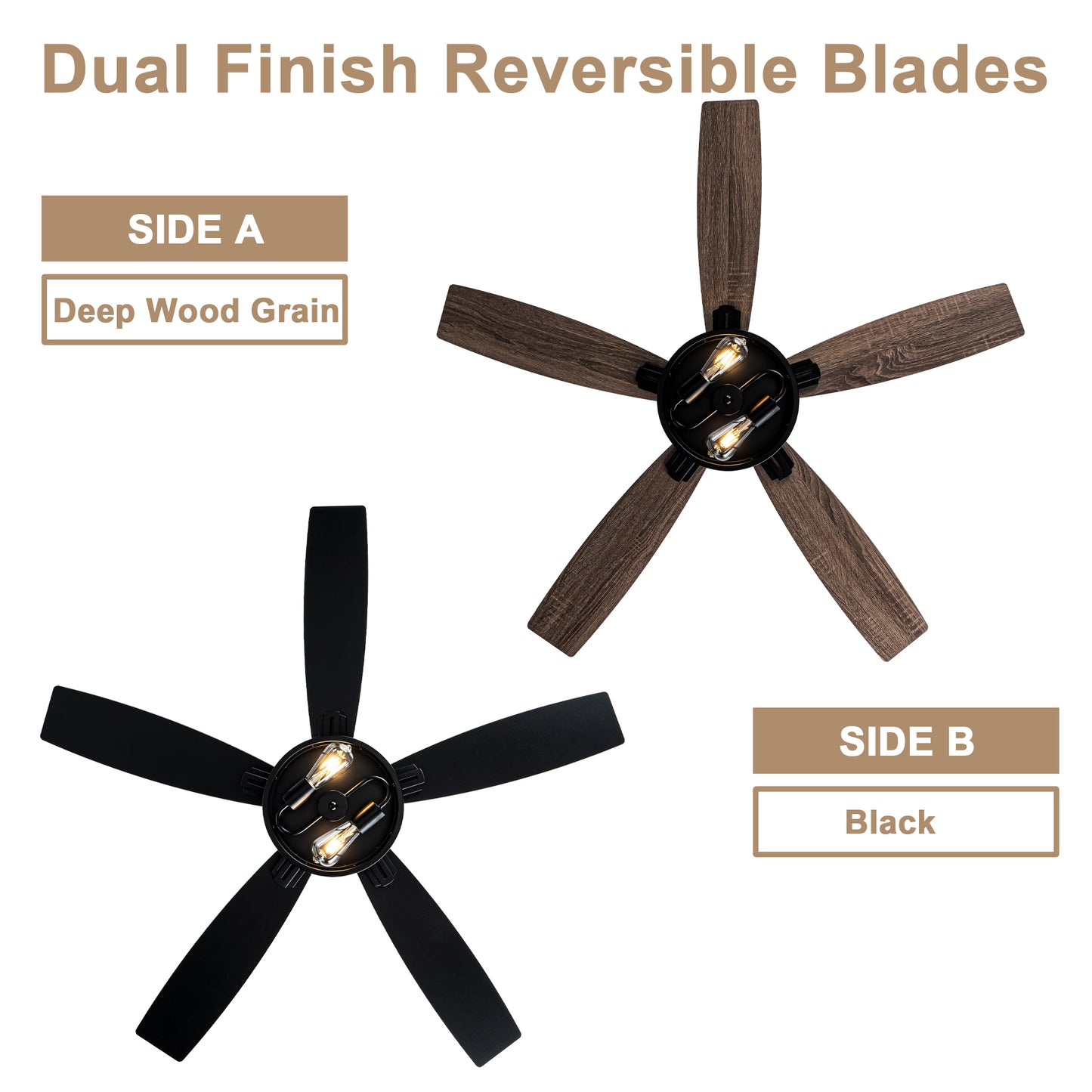 MD-FS8930XL-BellaDepot 52" Industrial Metal Caged Fan Lights with Remote Control, Silent DC Motor Ceiling Fan for Any Seasons