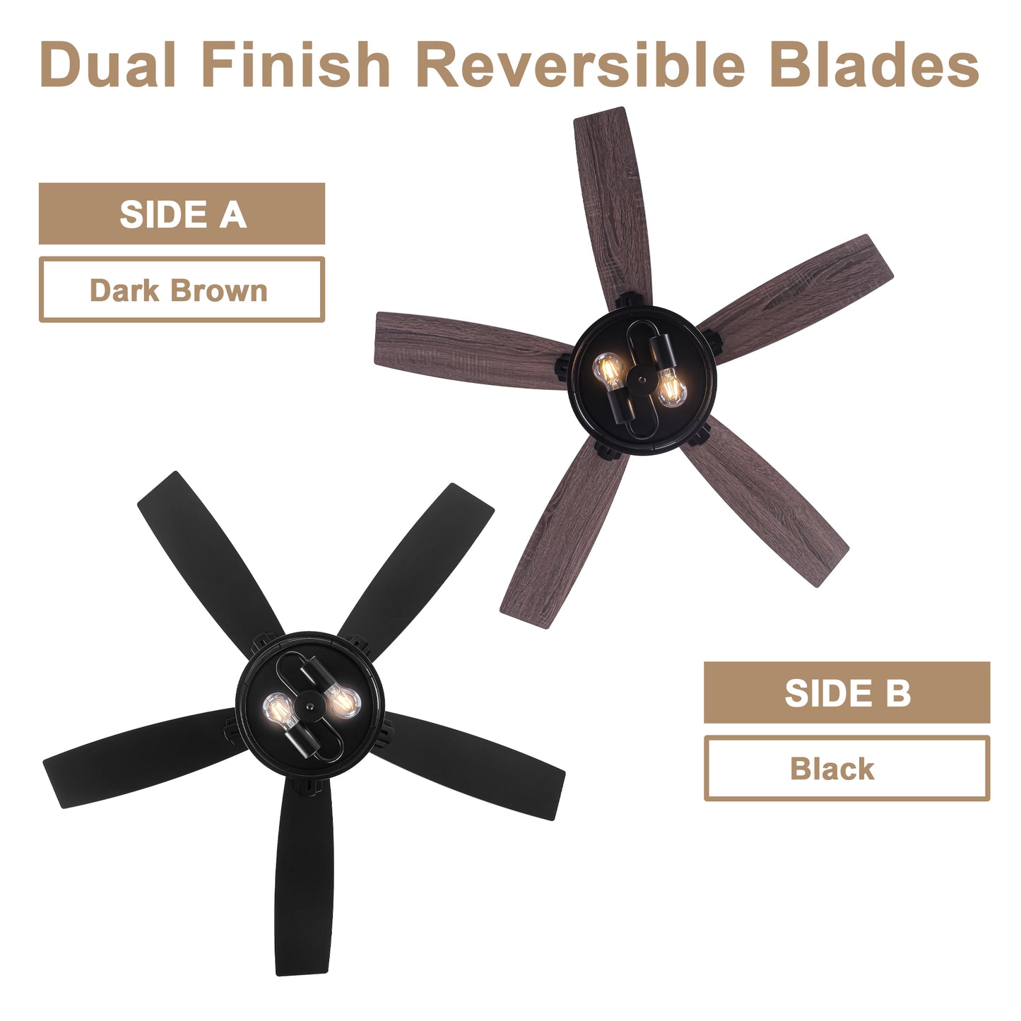 DC254601-BellaDepot 46" Industrial Matte Black Ceiling Fan, Reversible 6-speed Fan with Lights, Remote-controlled Fan