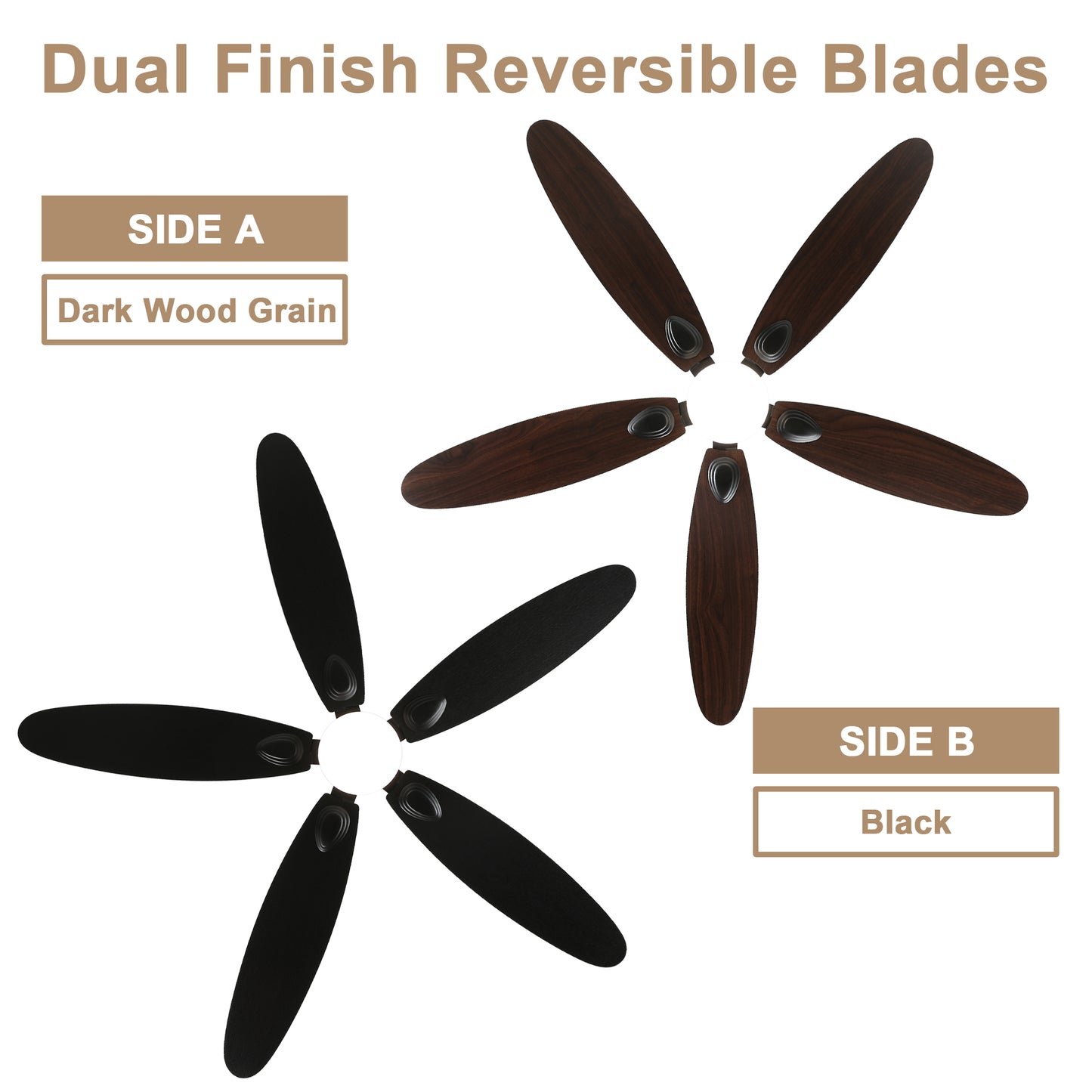 DC256001-BellaDepot 60" Modern Contemporary Stylish Design Ceiling Fan with Remote Control and LED Lights, Reversible 6 Speeds Ceiling Fan for All Seasons