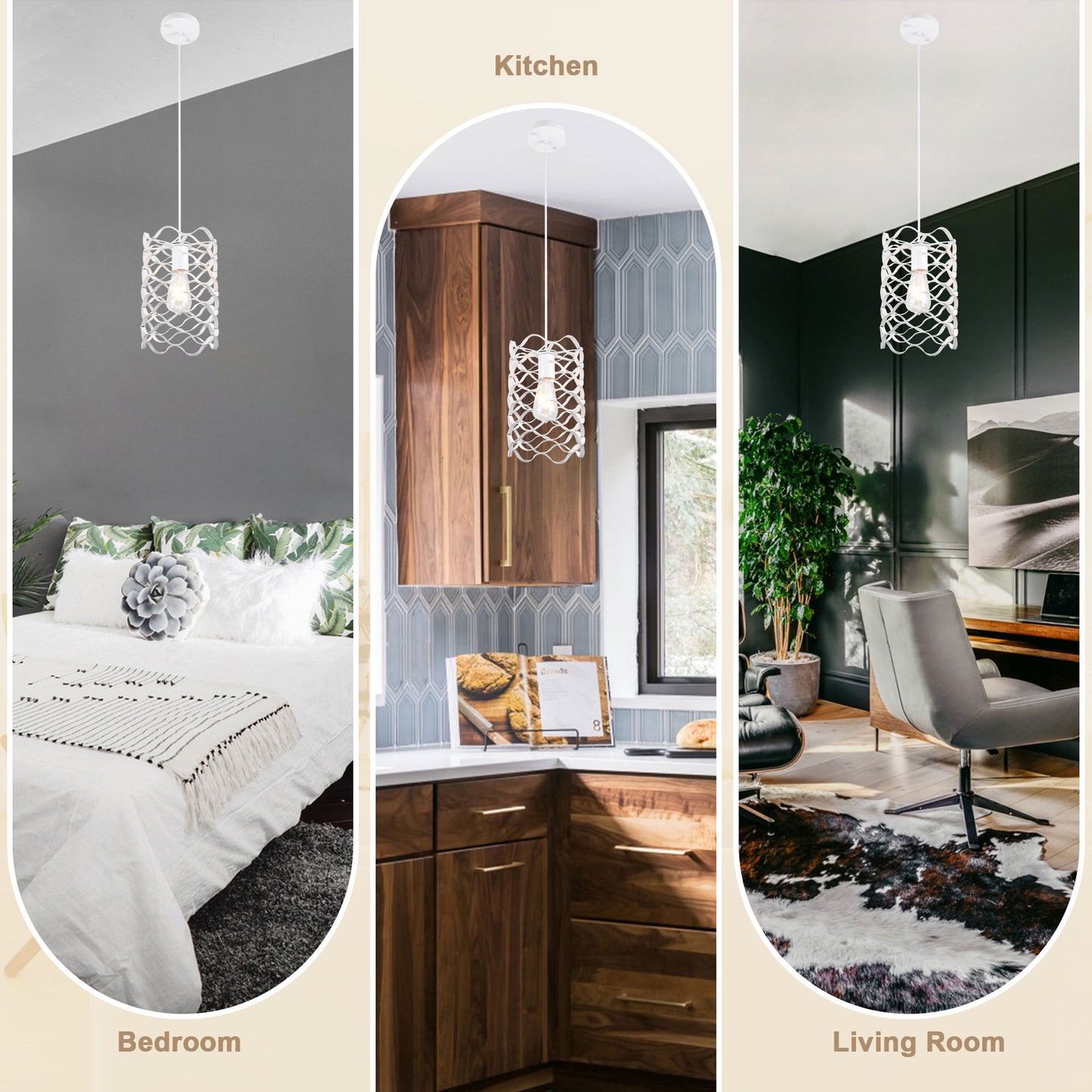 FC4080-1 Light White Finish Modern Industrial Style Home Pendant Light