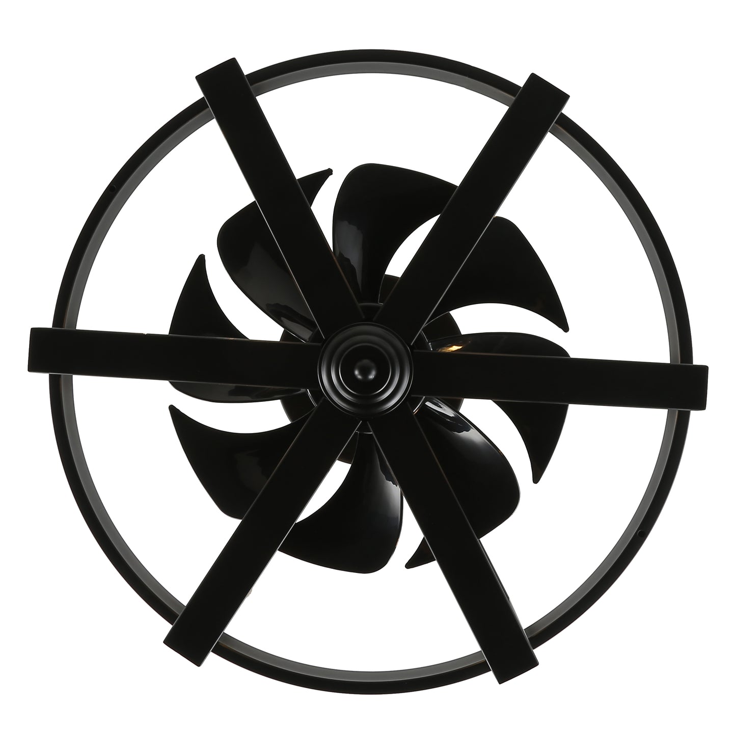 BD1811-BellaDepot 18.5" Industrial Metal Black Reversible Caged Ceiling Fan with Remote and 6 Lights