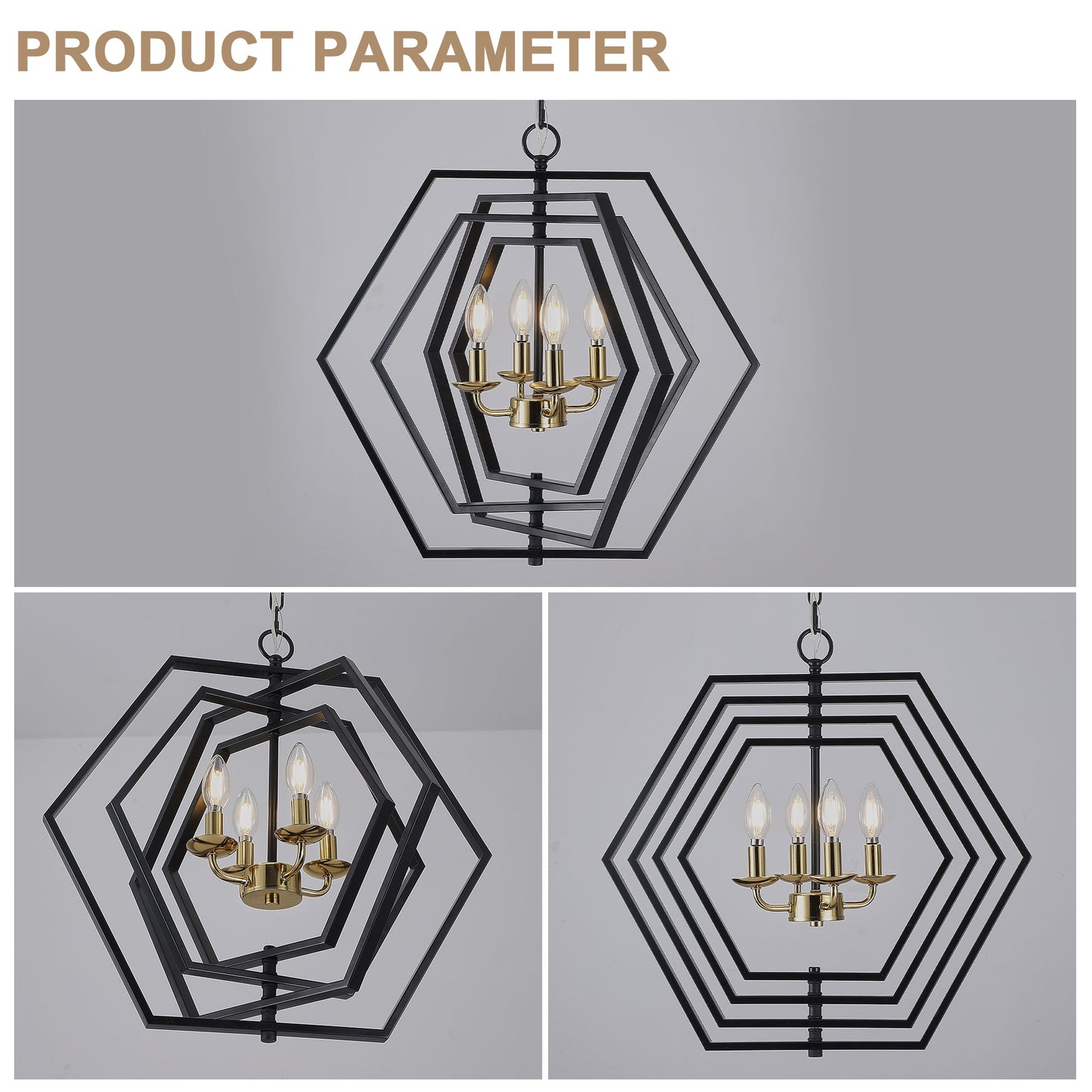 FC4069-21.3" Industrial DIY Shape Metal Chandelier with Adjustable Chain, Home Decoration Pendant Light