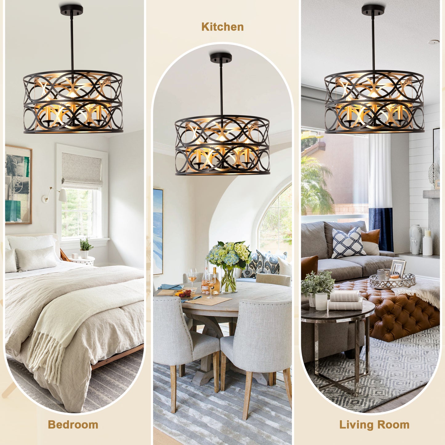 FC4107-5 Lights Simple Linear Iron Geometric Chandelier, Home Decoration Pendant Light