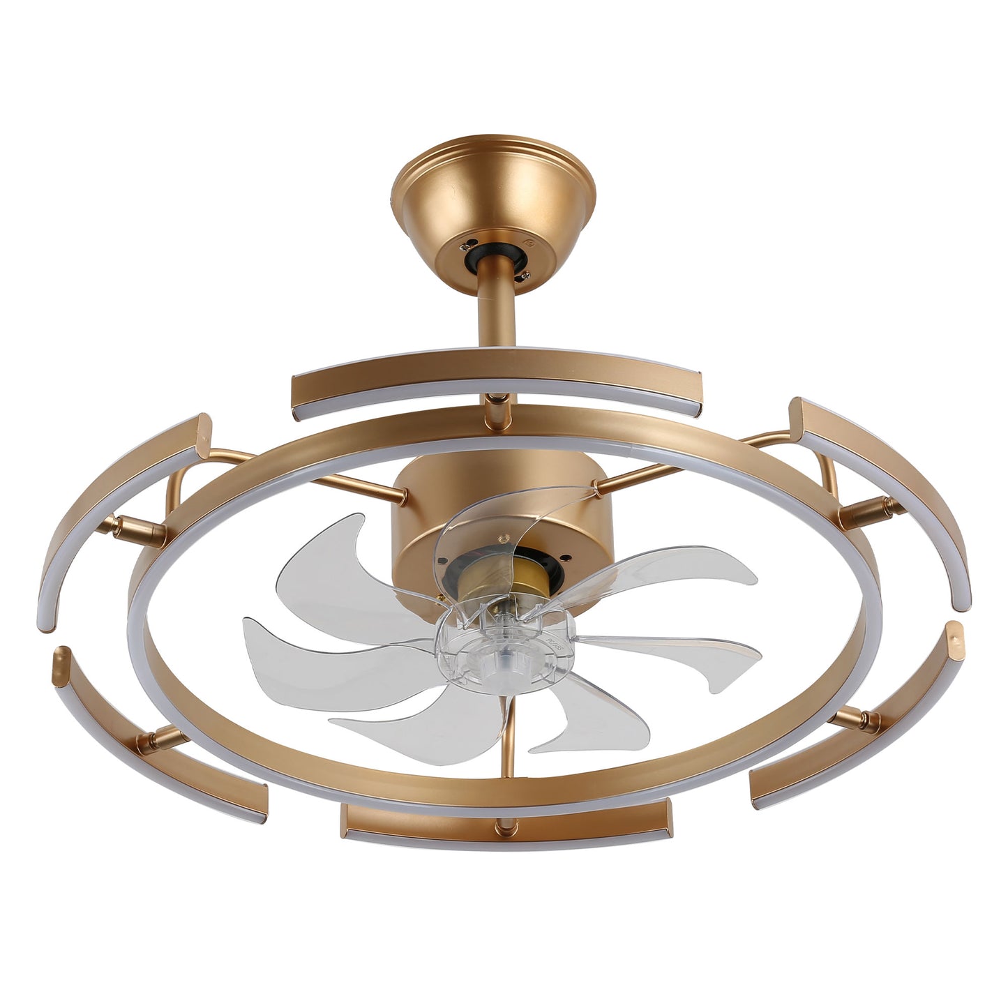 DC2405-BellaDepot 24.4" Black/Gold/White/Brown/Chrome DIY Shape Reversible Ceiling Fan with Remote and LED Light Kit Included