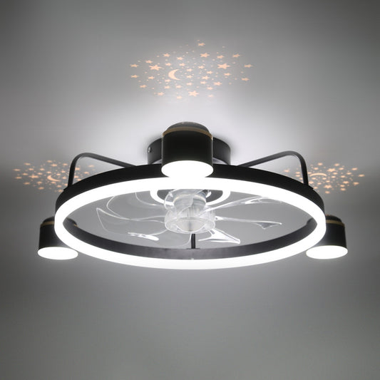 DC2001-BellaDepot 28.3" Black/Gold Modern Reversible Ceiling Fan with Dimmable LED Light Kit and Remote