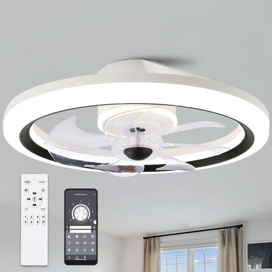 DC2005-BellaDepot 19" Urban City Flush Mount Reversible Ceiling Fan with LED Dimmable Light and Remote