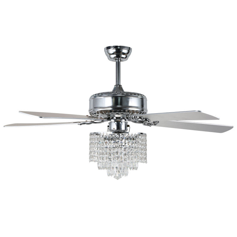 DC2017-BellaDepot 52" Luxury Crystal Chandelier Ceiling Fan with Remote and 3 Lights, Large Size Ceiling Fan