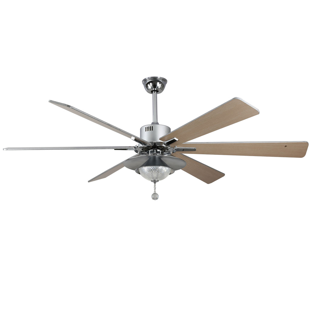 DC7204-BellaDepot 72" Silver/Black Finish Modern Urban Crystal Reversible Ceiling Fan with Remote and LED Light Kit, Large Size Ceiling Fan