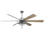 DC7204-BellaDepot 72" Silver/Black Finish Modern Urban Crystal Reversible Ceiling Fan with Remote and LED Light Kit, Large Size Ceiling Fan