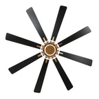 72 Inch Black/Gold/Chrome 8-Blade Modern Extra Large Ceiling Fan with LED Light and Remote, 6 Speeds DC Motor Reversible Ceiling Fan