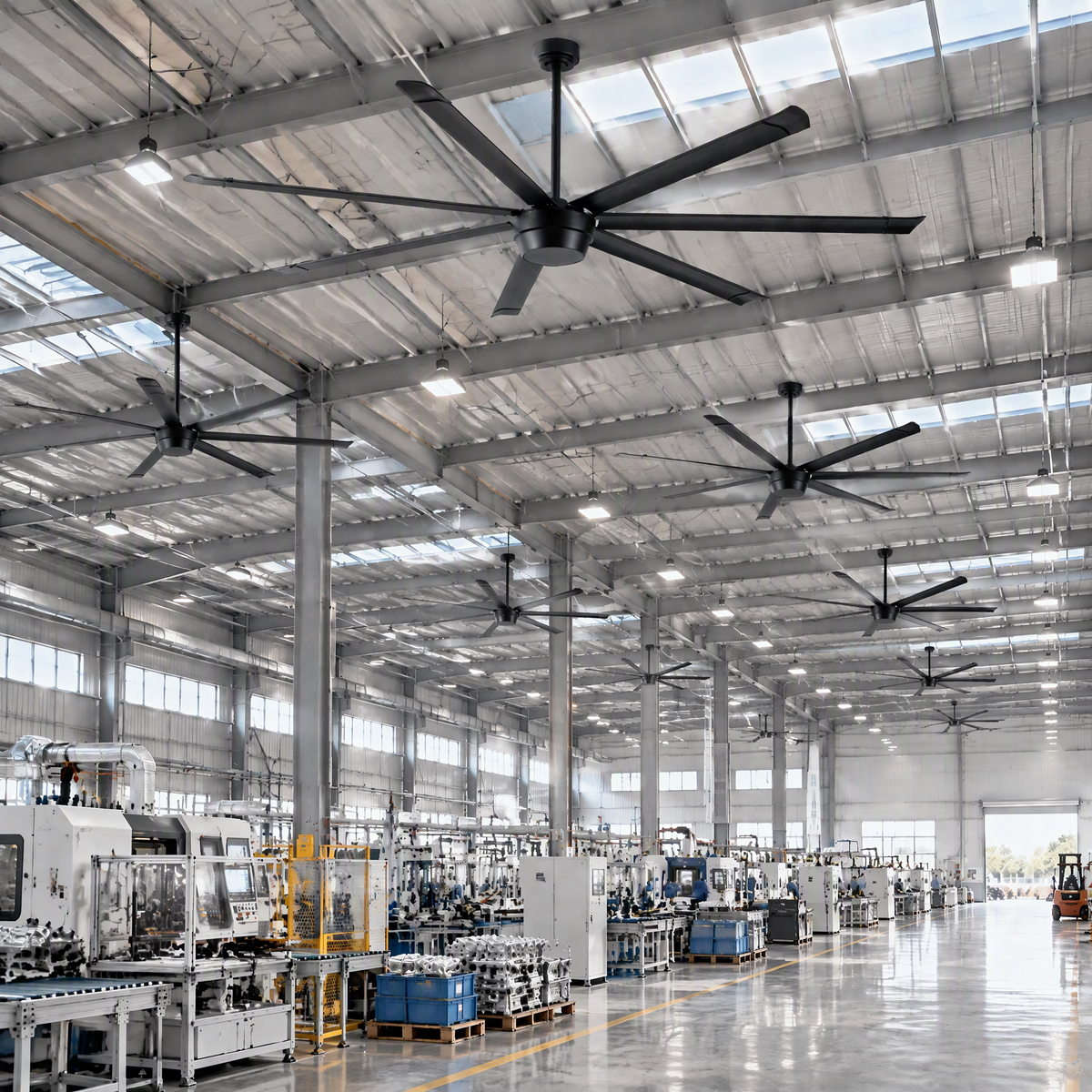 Industrial 84 Inch Down Rod Ceiling Fan Large 7 Blade Metal Ceiling Fan with Quiet Reversible DC Motor, Remote Control 6 Speed Ceiling Fan Suit for Kitchen, Living Room and Bedroom