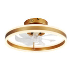 20 Inch Modern Smart Flush Mount Ceiling Fan with Dimmable LED Light and Remote, 6 Speeds DC Motor Reversible Bladeless Celing Fan for Bedroom