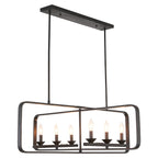 6 - Lights Rectangle Chandelier Dining Room Light Fixture Over Table, Modern Linear Kitchen Island Lighting with DIY Shape