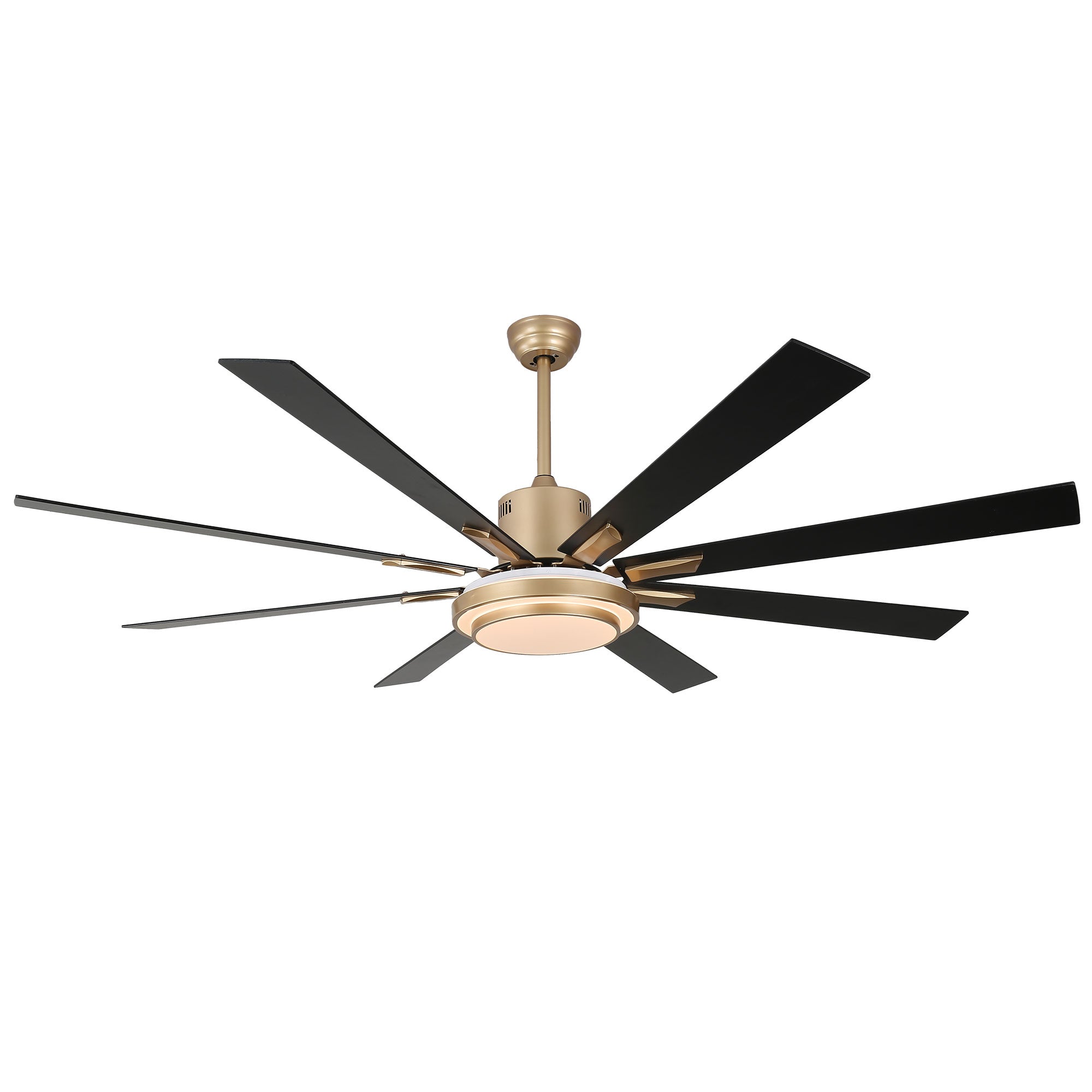 72 Inch Modern Black/Gold/Chrome Ceiling Fan with Dimmable LED Light and Remote Control, 6 Speeds DC Motor Reversible Extra Large Ceiling Fan