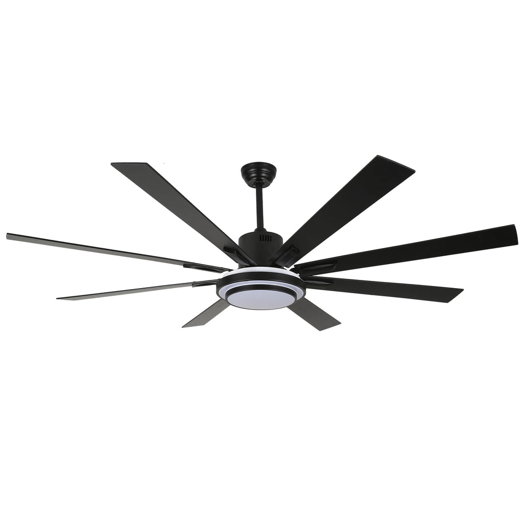 72 Inch Modern Black/Gold/Chrome Ceiling Fan with Dimmable LED Light and Remote Control, 6 Speeds DC Motor Reversible Extra Large Ceiling Fan