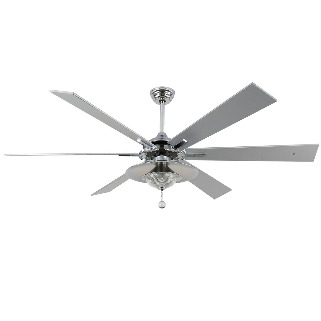 DC7204-BellaDepot 72" Silver/Black Finish Modern Urban Crystal Reversible Ceiling Fan with Remote and LED Light Kit, Large Size Ceiling Fan
