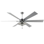 DC7204-BellaDepot 72" Silver/Black Finish Modern Urban Crystal Reversible Ceiling Fan with Remote and LED Light Kit, Large Size Ceiling Fan
