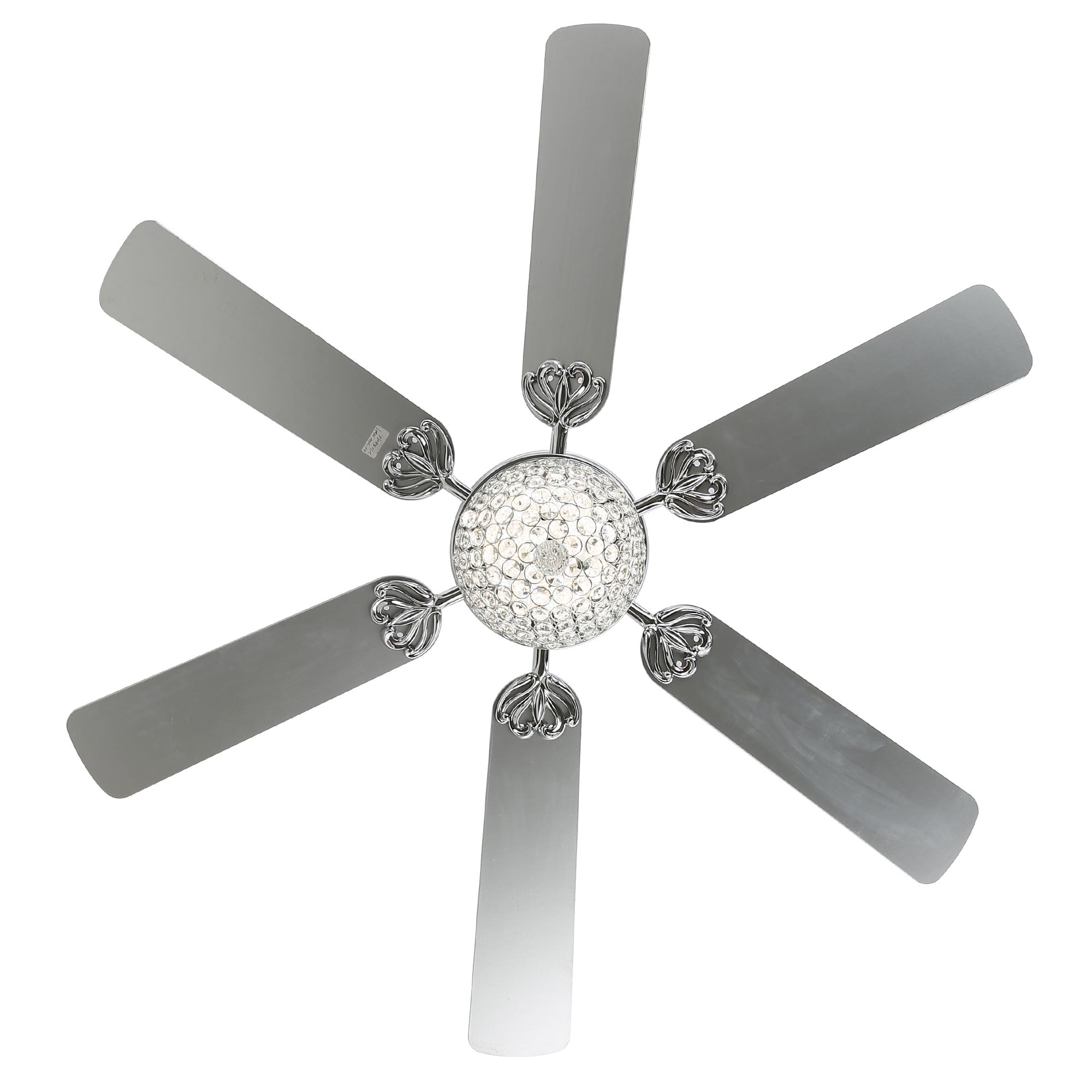 65 Inch Black/Chrome Modern Glam Crystal Ceiling Fan with Dimmable LED Light and Remote, 6 Speeds DC Motor Ceiling Fan with Crystals