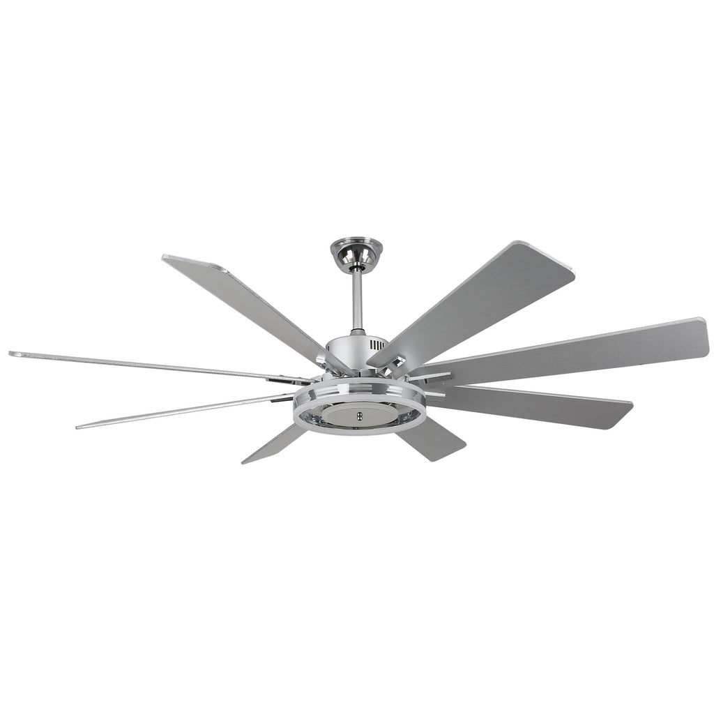 72 Inch Black/Gold/Chrome 8-Blade Modern Extra Large Ceiling Fan with LED Light and Remote, 6 Speeds DC Motor Reversible Ceiling Fan