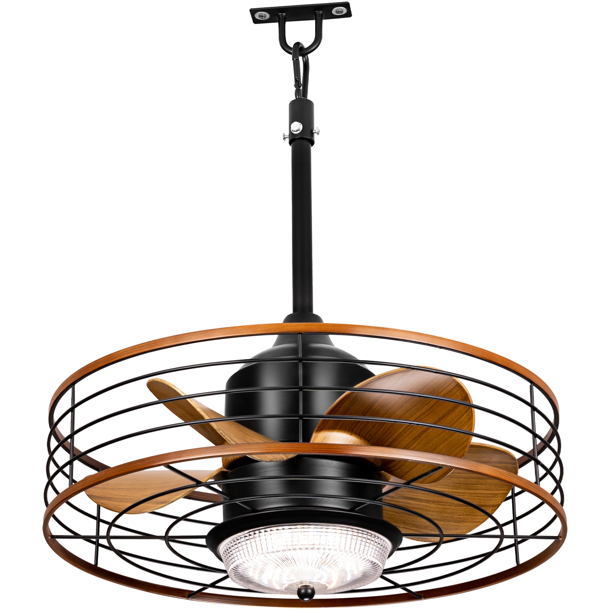 21 Inch Outdoor Waterproof Ceiling Fan with LED Light and Remote & APP Control, 6-Speed Reversible DC Motor Plug-in Ceiling Fan for Patio