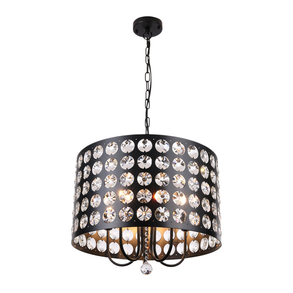 Crystal 20 Inch Metal Caged Chain Chandelier Luxurious  Modern with 5 Light Bulbs Chandelier Adjustable Chain Pendant Light Suit for Bedrooms, Kitchens, Dining Room