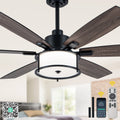 60 Inch Black Farmhouse Large Ceiling Fan with Dimmable 3CCT LED Light and Remote, 6 Speeds DC Motor Reversible Ceiling Fan for Large Rooms