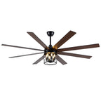 Industrial 72 Inch Large Ceiling Fan with Light Quiet Reversible DC Motor with Remote Control Ceiling Fan Adjustable Downrods Ceiling Fan Suit for Bedroom, Living Room