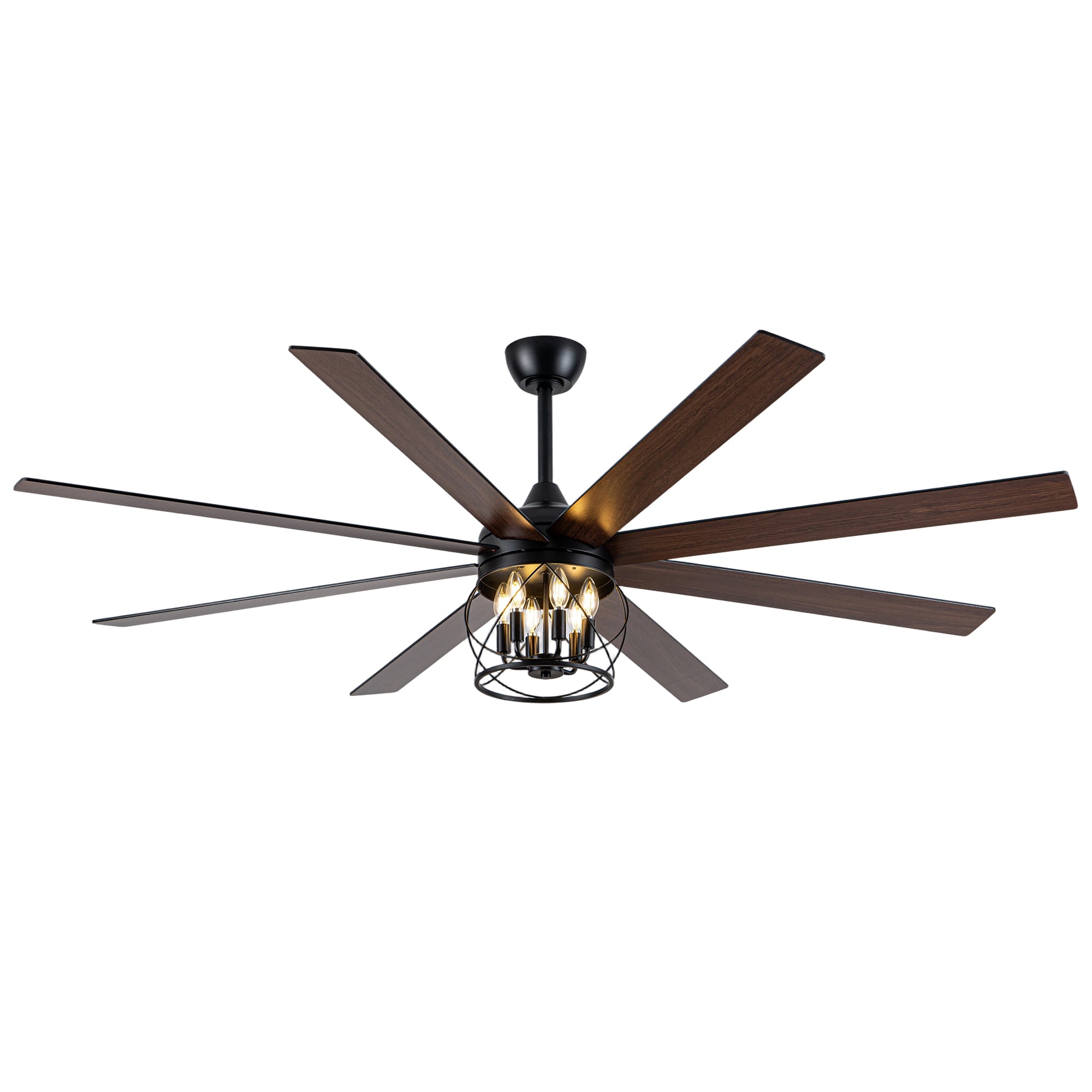 Industrial 72 Inch Large Ceiling Fan with Light Quiet Reversible DC Motor with Remote Control Ceiling Fan Adjustable Downrods Ceiling Fan Suit for Bedroom, Living Room