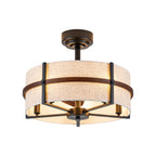 20 Inch Farmhouse Drum Caged Ceiling Fan with Lights and Remote APP Control, 6 Speeds DC Motor Reversible Fandelier Ceiling Fan for Bedroom