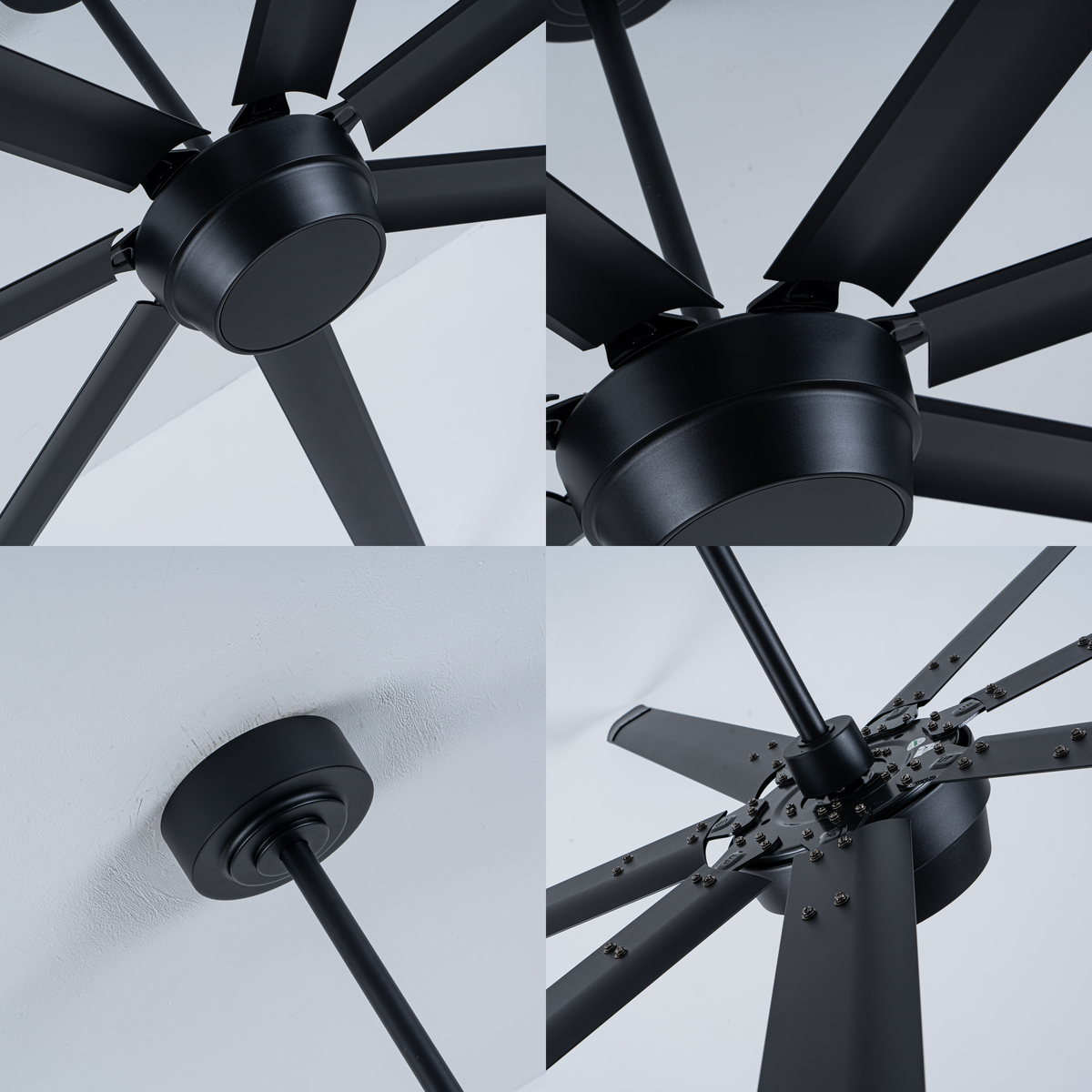 Industrial 100 Inch Large Down Rod Ceiling Fan 7 Blades Metal Ceiling Fan with Reversible Quiet DC Motor Remote Control with 6 Speed Ceiling Fan Suit for Factory, Living Room, Farmhouse