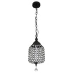 1 - Light Black/Chrome Cylinder Crystal LED Pendant Light, 7.3" Dining Room Light Fixtures Kitchen Island Light