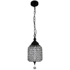 1 - Light Black/Chrome Cylinder Crystal LED Pendant Light, 7.3" Dining Room Light Fixtures Kitchen Island Light
