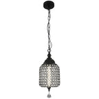 1 - Light Black/Chrome Cylinder Crystal LED Pendant Light, 7.3" Dining Room Light Fixtures Kitchen Island Light